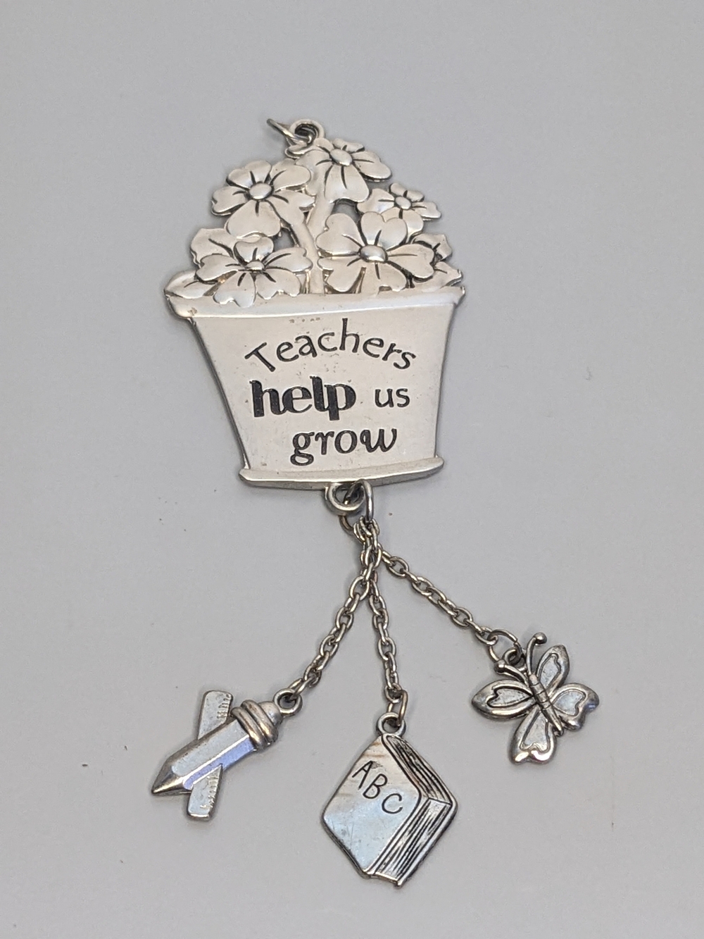 Teachers Ornament Help Us Grow Pewter Style With Charms 5" Classroom Garden
